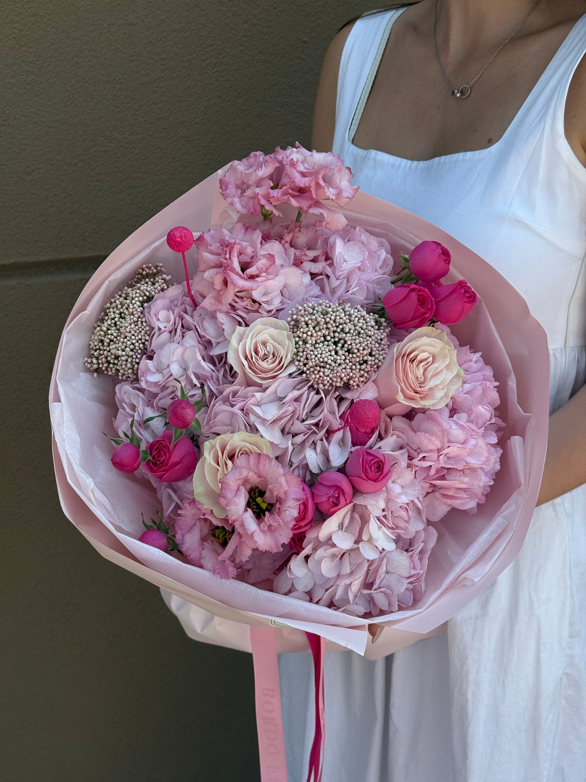 “Cherry Kiss” romantic garden rose bouquet by Bordo Flowers