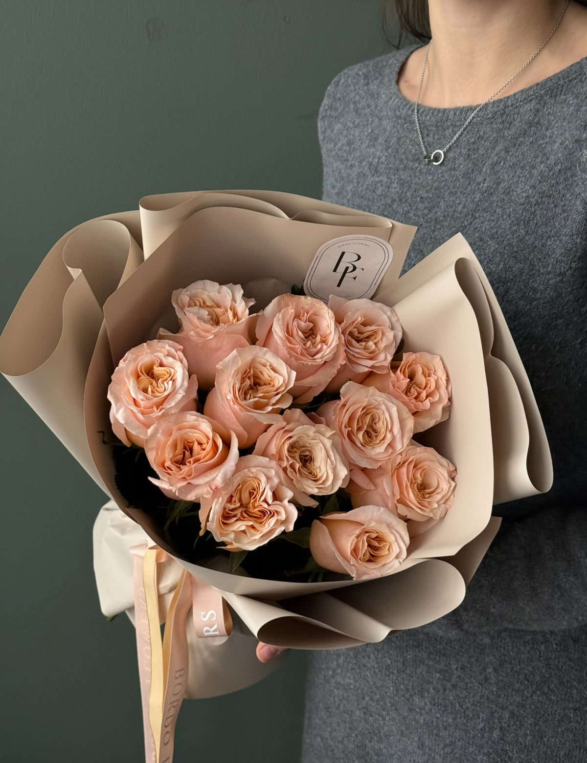 “Dozen of Color Roses” colorful rose bouquet with signature ribbon
